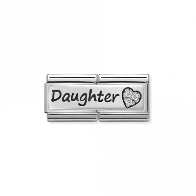 Silver and CZ Double Daughter Friends & Family Charms