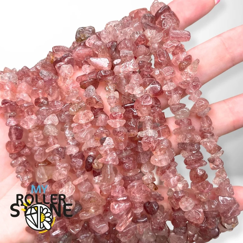 Erdbeerquarz-Chips-Perle (70 cm)
