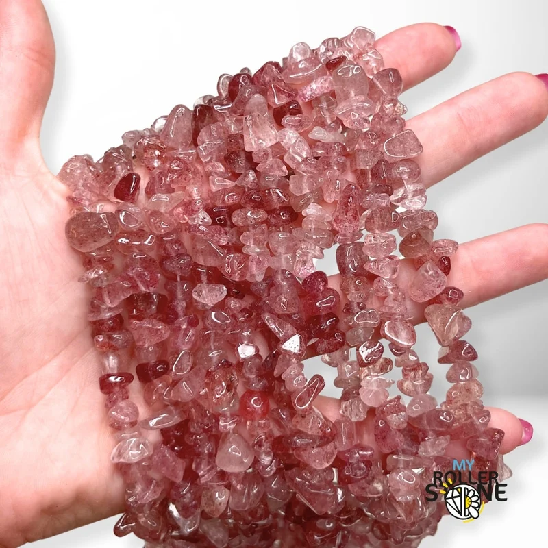 Erdbeerquarz-Chips-Perle 3A (40 CM)