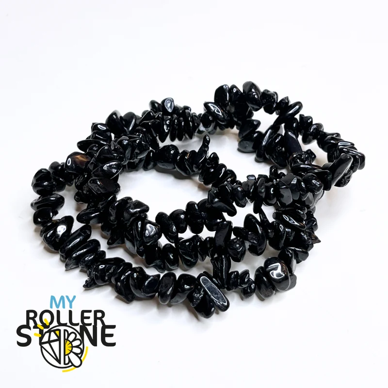 Schwarzes Turmalin-Armband mit Chips