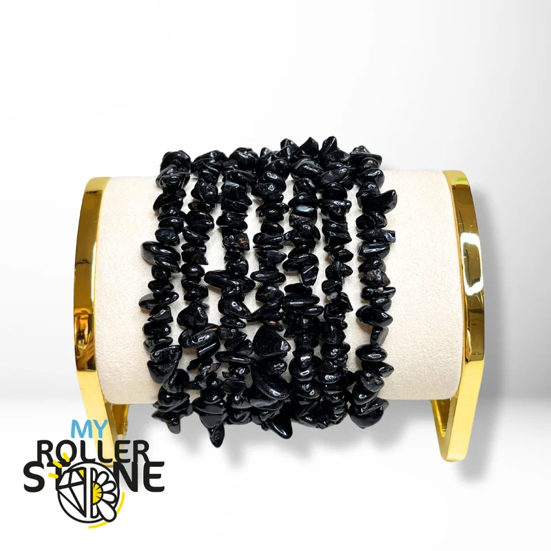 Schwarzes Turmalin-Armband mit Chips