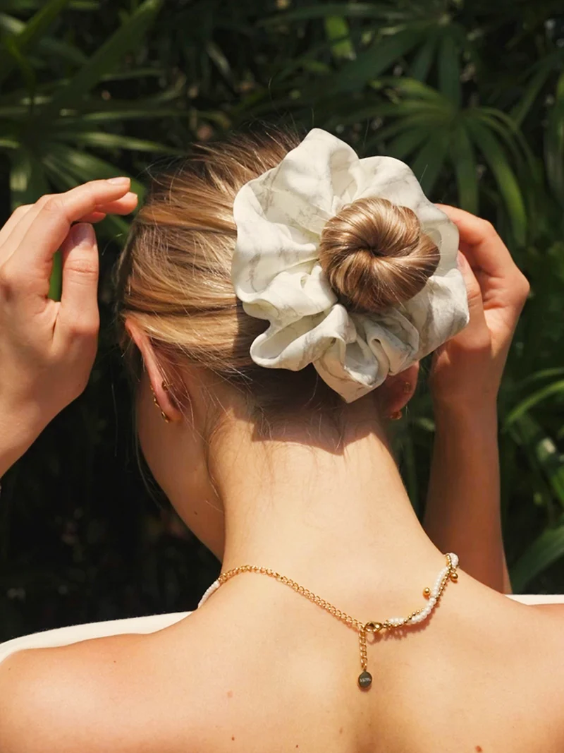 Serene Flow White Scrunchie