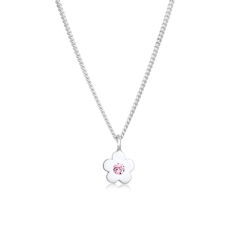 Halskette Blume | Mit Kristallen von Swarovski® (Rosa)