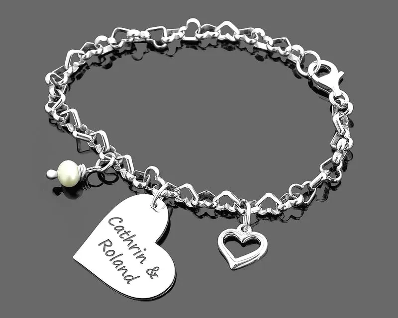 HERZ ARMBAND DAMEN PERSONALSIERT NAMEN SCHMUCK ONLINE GRAVUR SILBERSCHMUCK