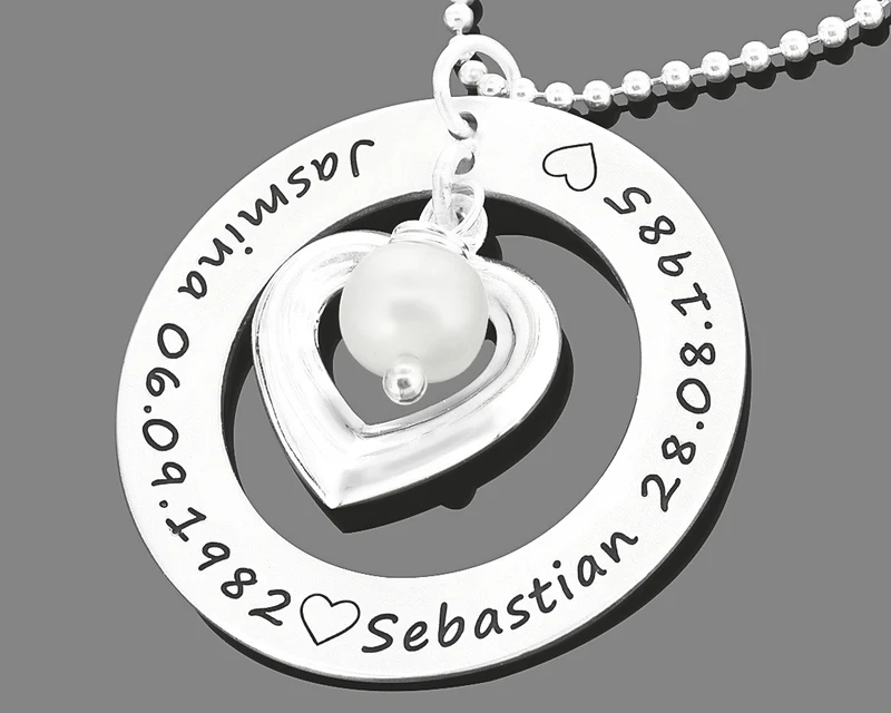 SILBERKETTE HERZ GRAVUR DAMEN FAMILIENKETTE 925 SILBER SCHMUCK HALSKETTE MUTTER