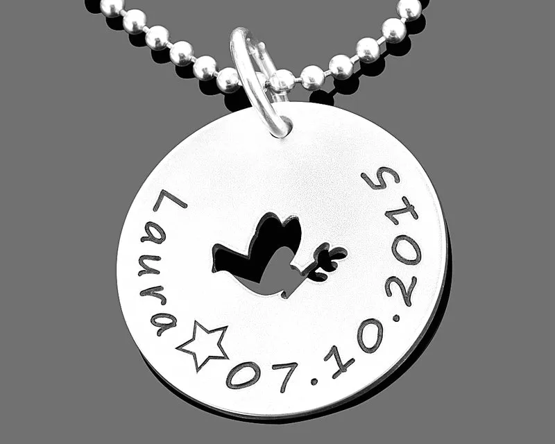 TAUFKETTE GRAVUR, TAUFSCHMUCK TAUBE, GESCHENK ZUR TAUFE, KETTE TAUFKIND