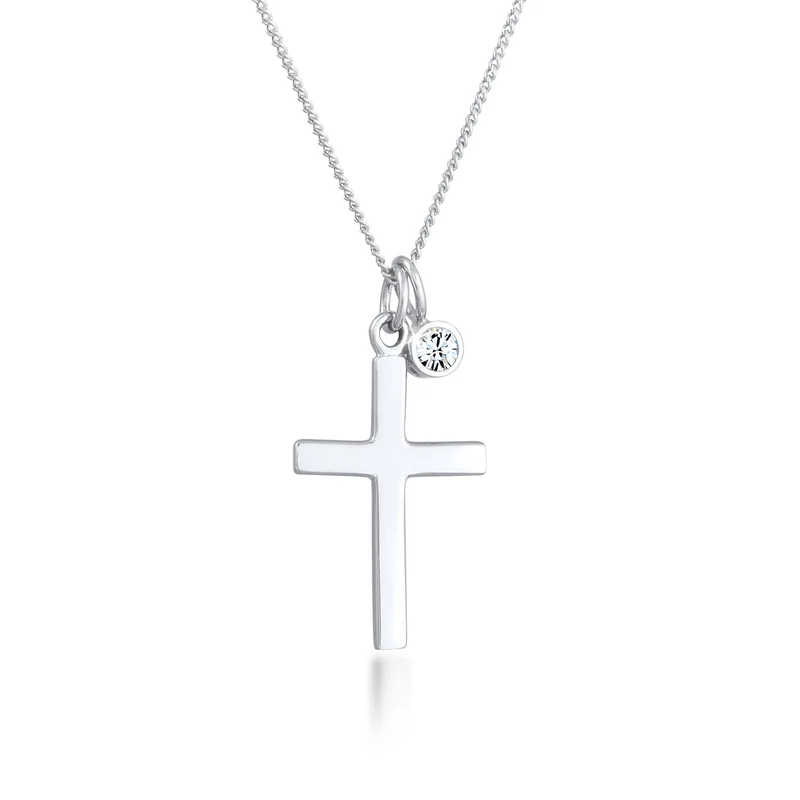 Halskette Kreuz | Mit Kristallen von Swarovski® (Weiß)