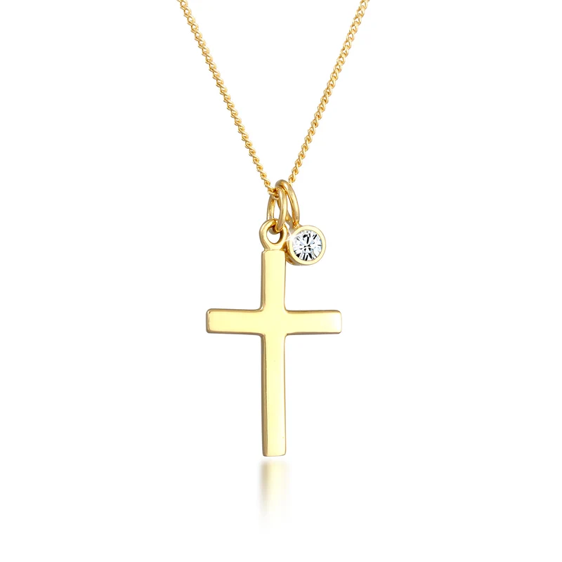 Halskette Kreuz | Mit Kristallen von Swarovski® (Weiß)