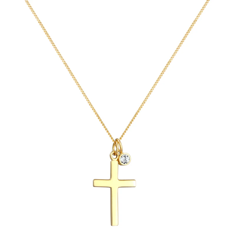 Halskette Kreuz | Mit Kristallen von Swarovski® (Weiß)