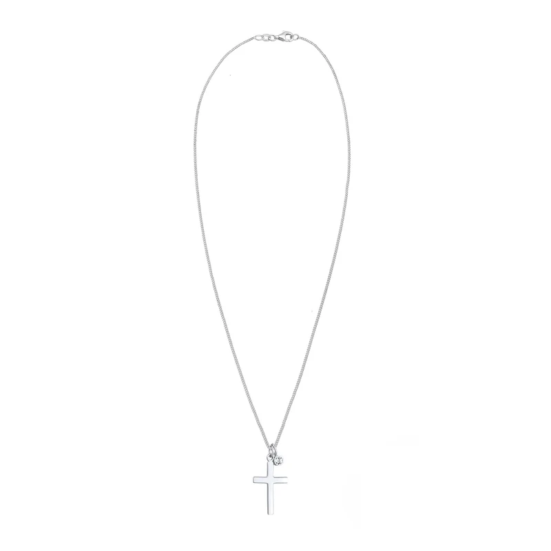 Halskette Kreuz | Mit Kristallen von Swarovski® (Weiß)