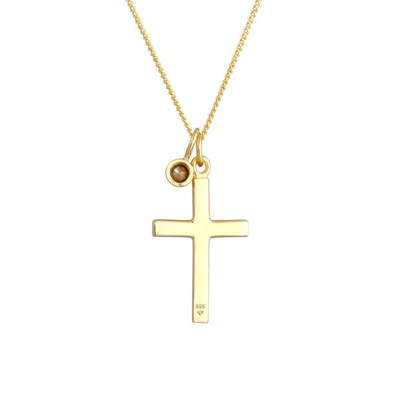 Halskette Kreuz | Mit Kristallen von Swarovski® (Weiß)