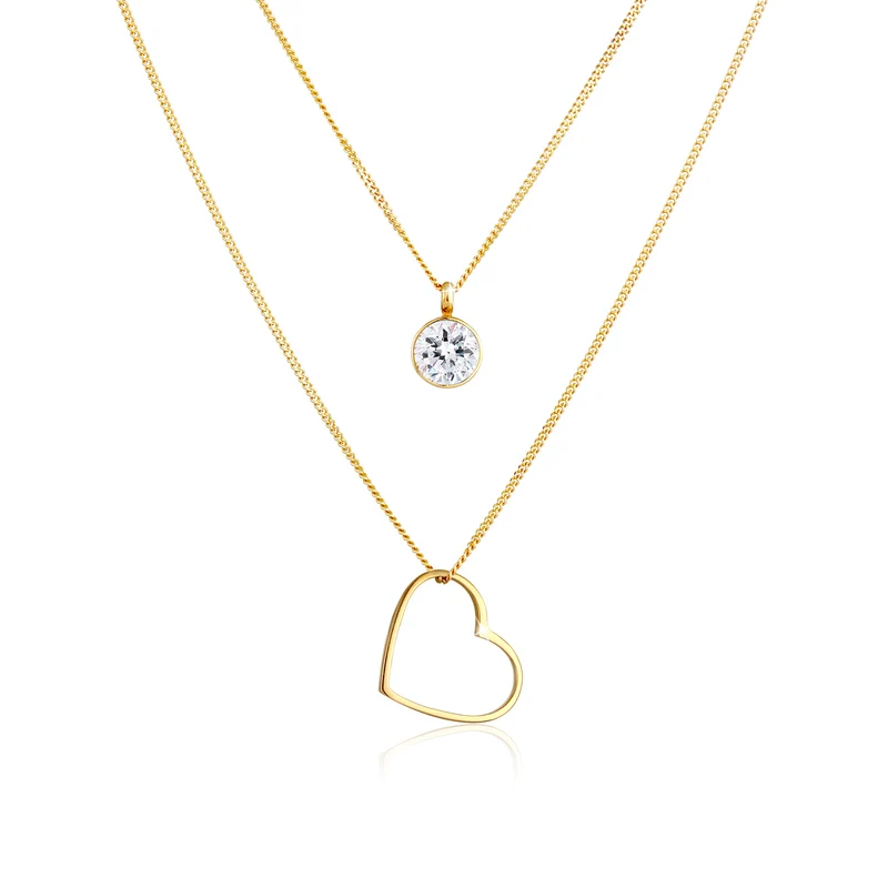Layer-Halskette Herz | Mit Kristallen von Swarovski® (Weiß)