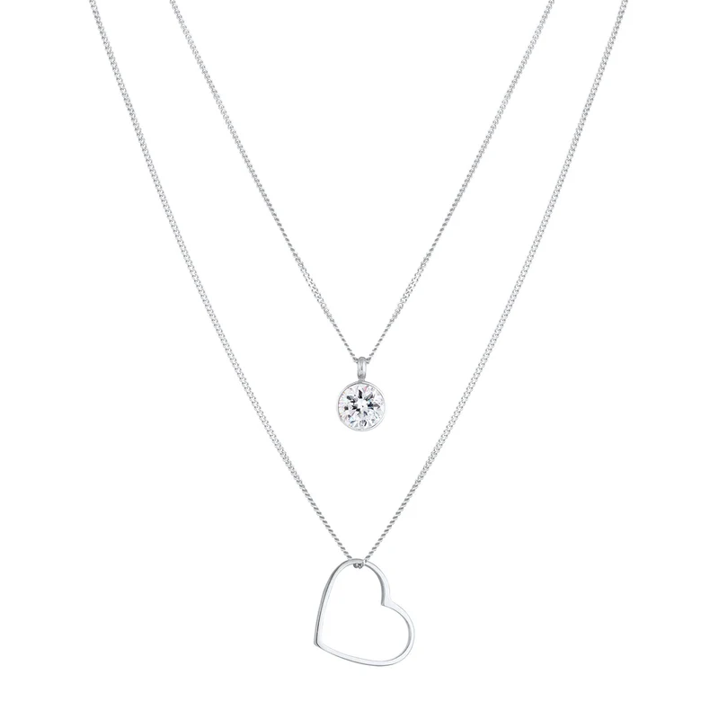 Layer-Halskette Herz | Mit Kristallen von Swarovski® (Weiß)