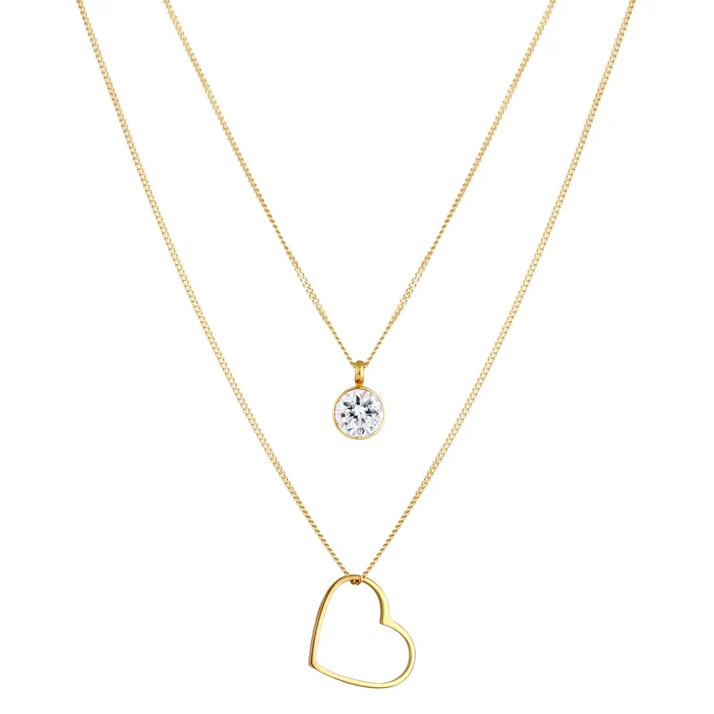 Layer-Halskette Herz | Mit Kristallen von Swarovski® (Weiß)