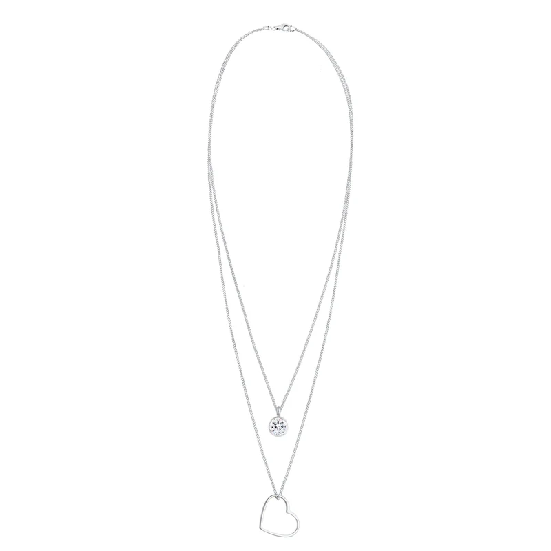 Layer-Halskette Herz | Mit Kristallen von Swarovski® (Weiß)