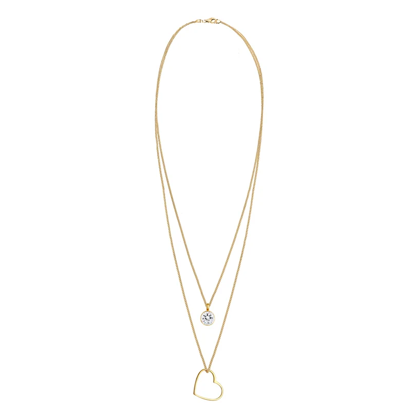 Layer-Halskette Herz | Mit Kristallen von Swarovski® (Weiß)