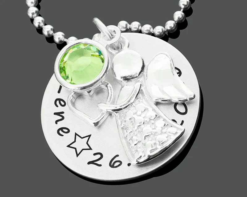 TAUFKETTE ENGEL GRAVUR, SCHUTZENGEL MEDAILLON KETTE TAUFE KINDERSCHMUCK
