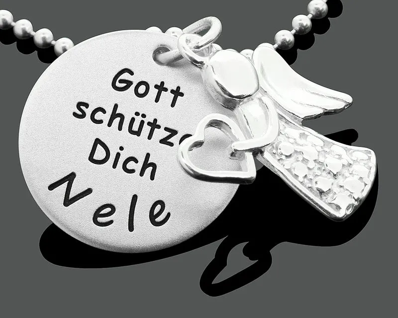 TAUFKETTE 925 SILBER ENGEL, TAUFSCHMUCK MÄDCHEN GRAVUR SILBERKETTE TAUFE