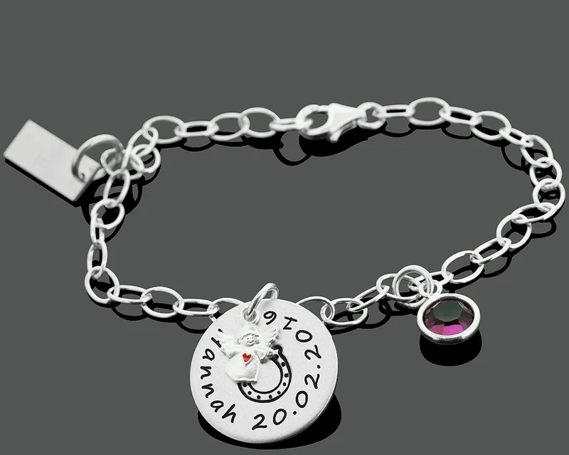 SILBERARMBAND GRAVUR, KINDERSCHMUCK, ARMBAND MIT ENGEL, TAUFSCHMUCK