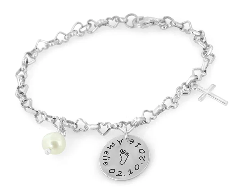 ARMBAND MIT GRAVUR, SILBERKREUZ SCHMUCK, NAMENSSCHMUCK, SILBERARMBAND