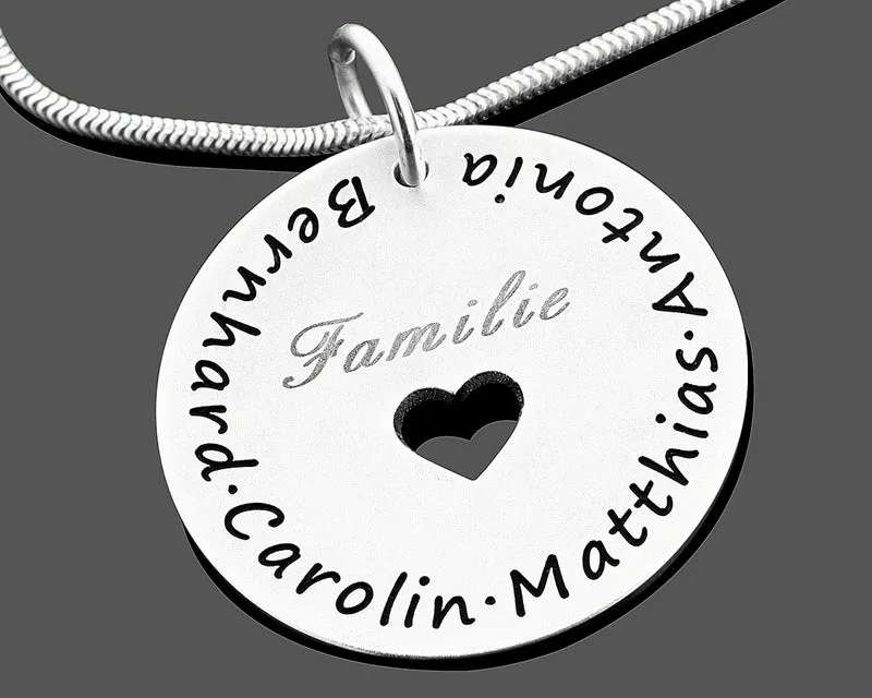 FAMILIENKETTE 925 SILBER NAMENSKETTE DAMEN HERZ HALSKETTE OMA GESCHENK