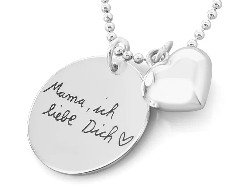 KETTE MIT EIGENER ZEICHNUNG, SCHMUCK MIT EIGENER HANDSCHRIFT, GESCHENK MAMA
