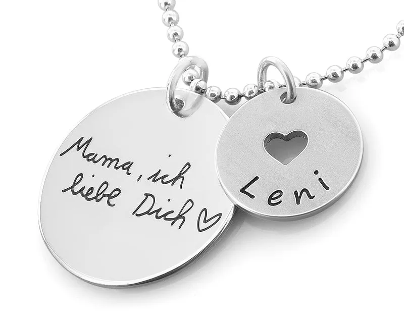 SILBERSCHMUCK MIT EIGENER GRAVUR, NAMENSSCHMUCK, KETTE MIT HANDSCHRIFT