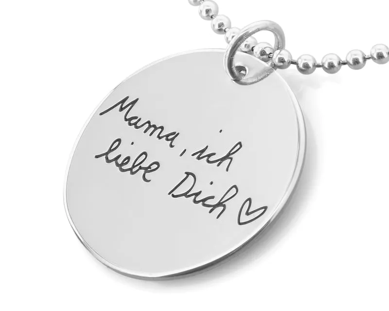 SILBERKETTE MIT GRAVUR, KETTE MIT EIGENER HANDSCHRIFT, PERSÖNLICHER SCHMUCK