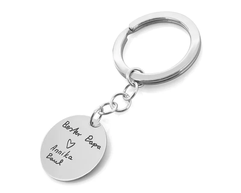 SCHLÜSSEL ANHÄNGER SILBER MIT GRAVUR, SCHMUCK EIGENE HANDSCHRIFT, GESCHENK PAPA