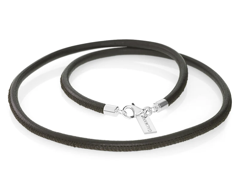 LEDERKETTE BRAUN, NAPPALEDER 4 MM, LEDERKETTE MIT SILBER VERSCHLUSS