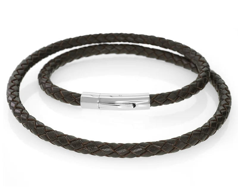 HERREN LEDERKETTE 4 MM DICK IN BRAUN MIT BAJONETT VERSCHLUSS