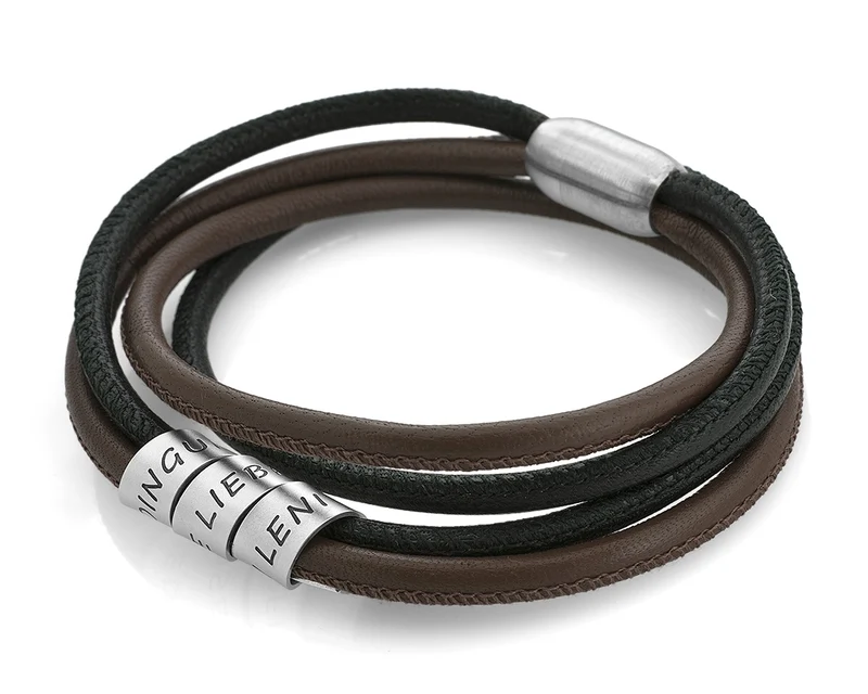 LEDERARMBAND HERREN GRAVUR SCHWARZ BRAUN LEDER HERRENARMBAND GRAVUR