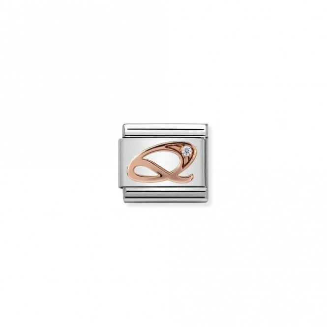 Classic Rose Gold CZ Q Letter Charms