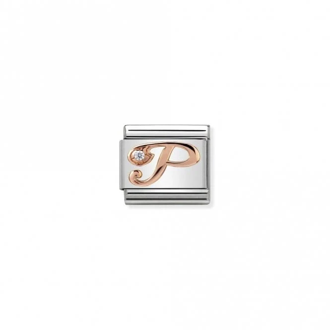 Classic Rose Gold CZ P Letter Charms