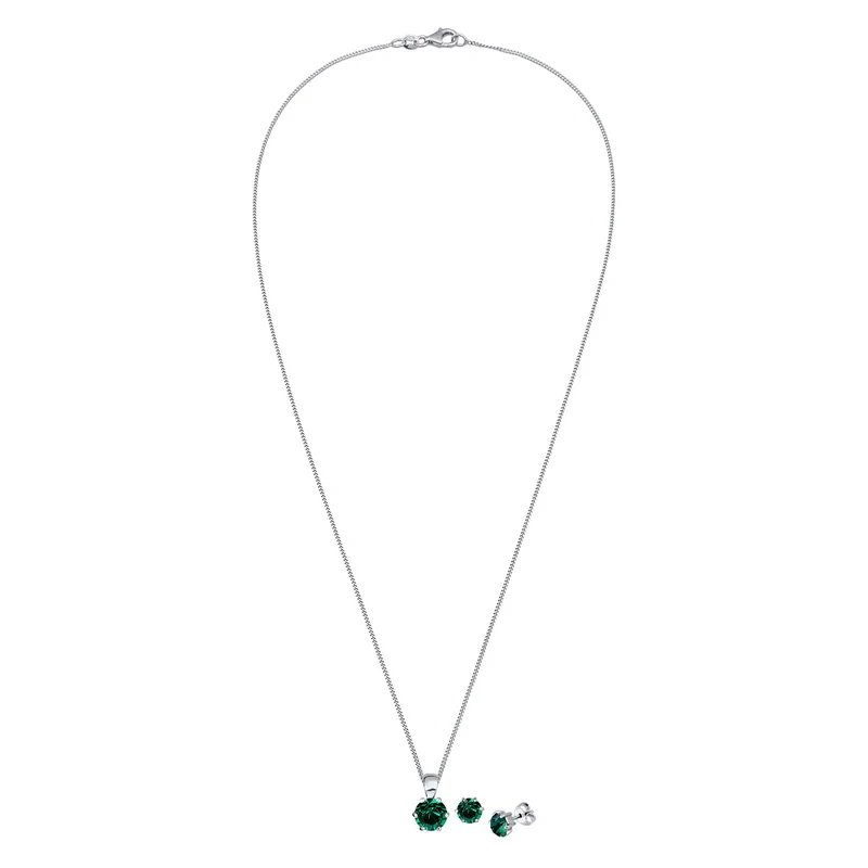 Schmuckset Solitär | Kristall (Grün)