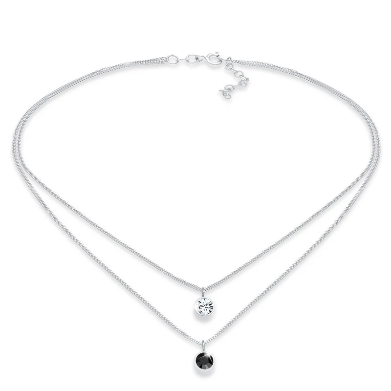 Layer-Halskette | Mit Kristallen von Swarovski® (Weiß & Schwarz)