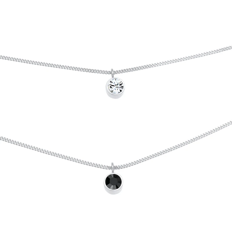 Layer-Halskette | Mit Kristallen von Swarovski® (Weiß & Schwarz)