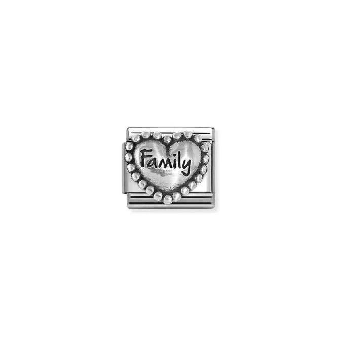 Classic Oxidised Silver Family Heart with Dots Family & Friends Charms