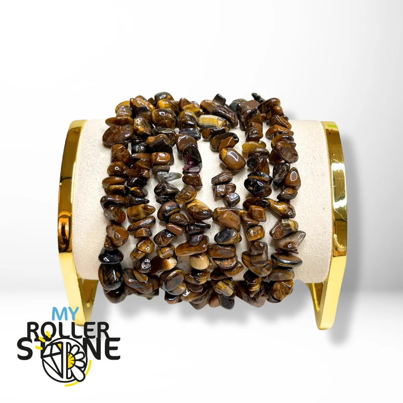 Tigerauge-Armband mit goldenen Chips