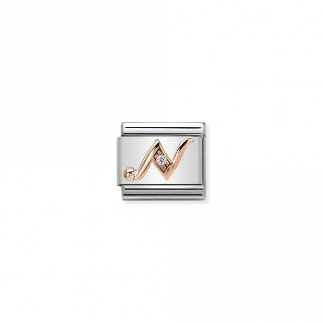 Classic Rose Gold CZ N Letter Charms