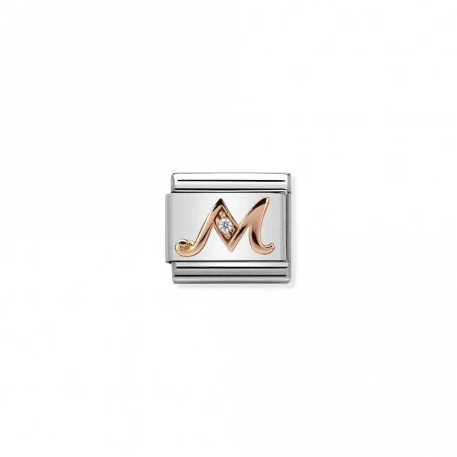 Classic Rose Gold CZ M Letter Charms