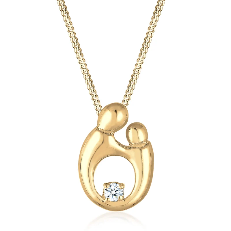 Halskette Mutter Kind | Diamant (Weiß, 0,03 ct)