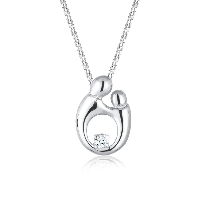 Halskette Mutter Kind | Diamant (Weiß, 0,03 ct)