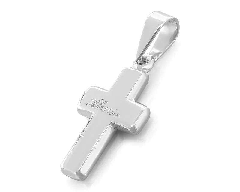 KREUZ GRAVUR 925 SILBER NAMEN, GESCHENK ZUR TAUFE, KOMMUNION, KREUZANHÄNGER