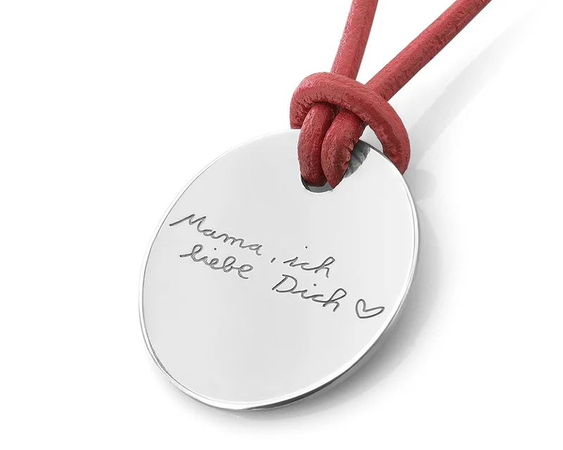 SCHMUCK MIT EIGENER HANDSCHRIFT, KETTE MIT GRAVUR, SILBERSCHMUCK
