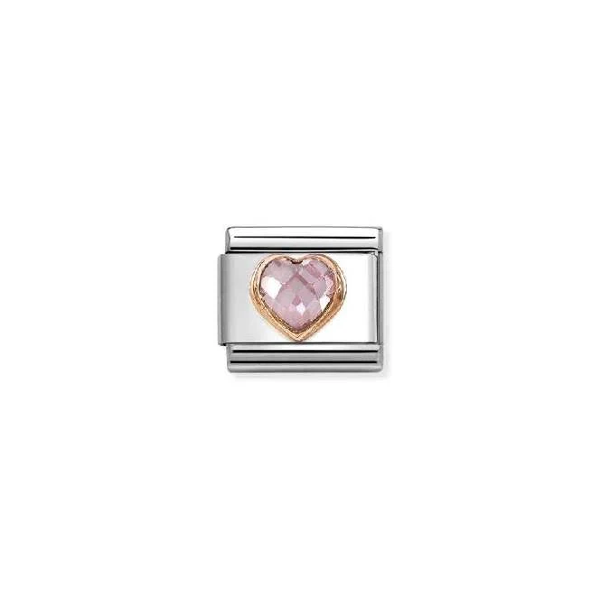 Classic Rose Gold and CZ Facetted Pink Heart Love & Hearts Charms