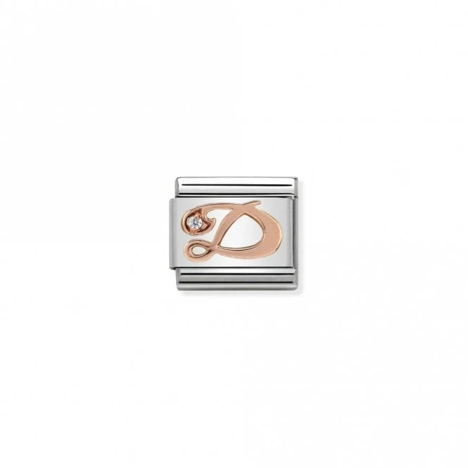 Classic Rose Gold CZ D Letter Charms