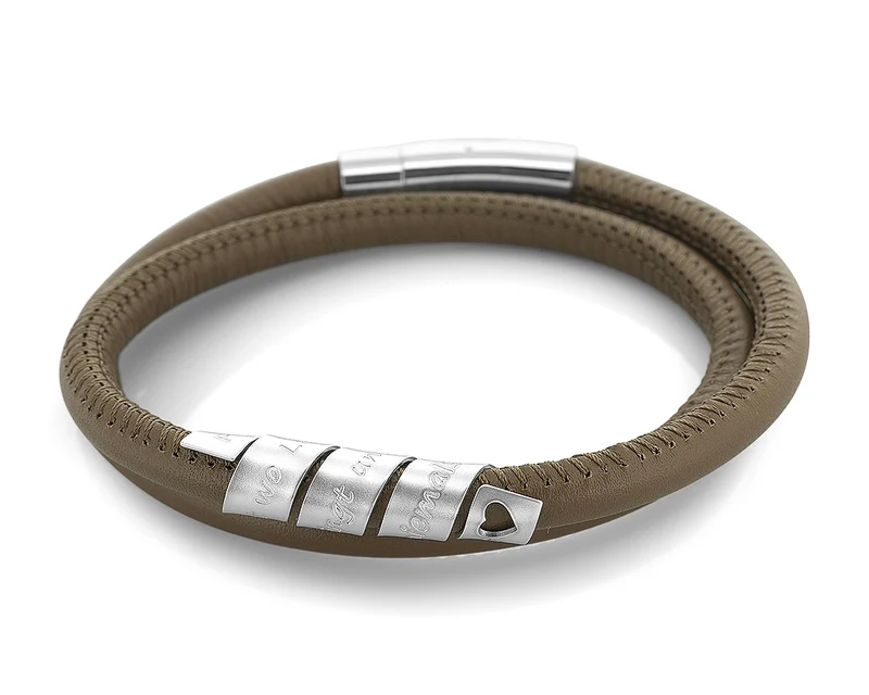 BRAUNES HERREN ARMBAND PERSONALISIERBAR HERRENARMBAND GRAVUR LEDERARMBAND