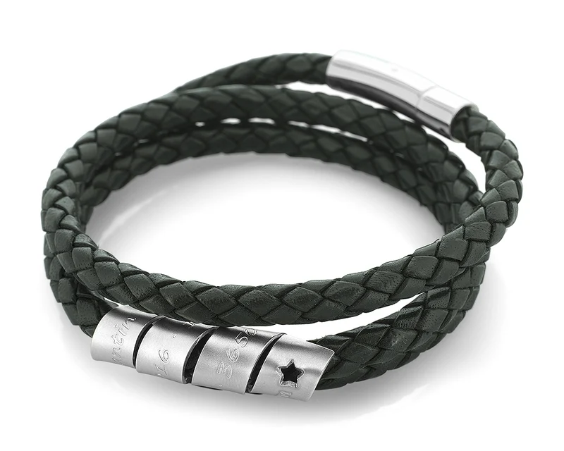 HERRENARMBAND GRAVUR, SCHWARZES LEDER ARMBAND MANN, MÄNNERARMBAND