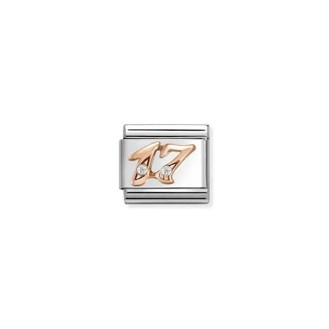 Classic Rose Gold CZ 17 Number Charms